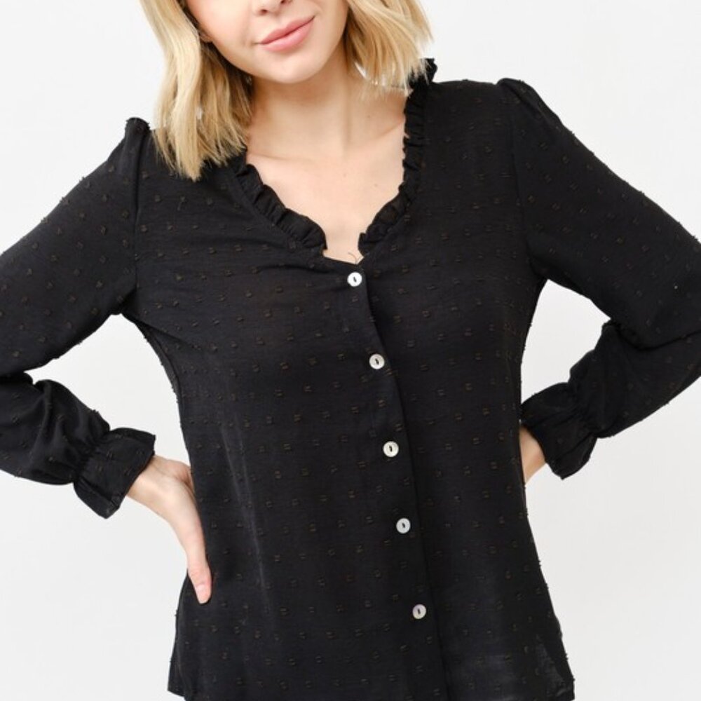 nwt And The Why Polka Dot Ruffle‎ Detailed Blouse Top - Picture 9 of 11